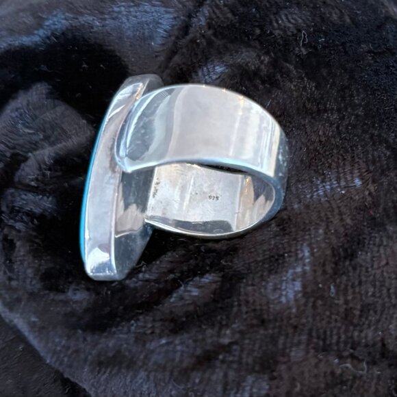 Turquoise & Sterling Silver Contemporary Ring Size 7 3/4 - Picture 7 of 7